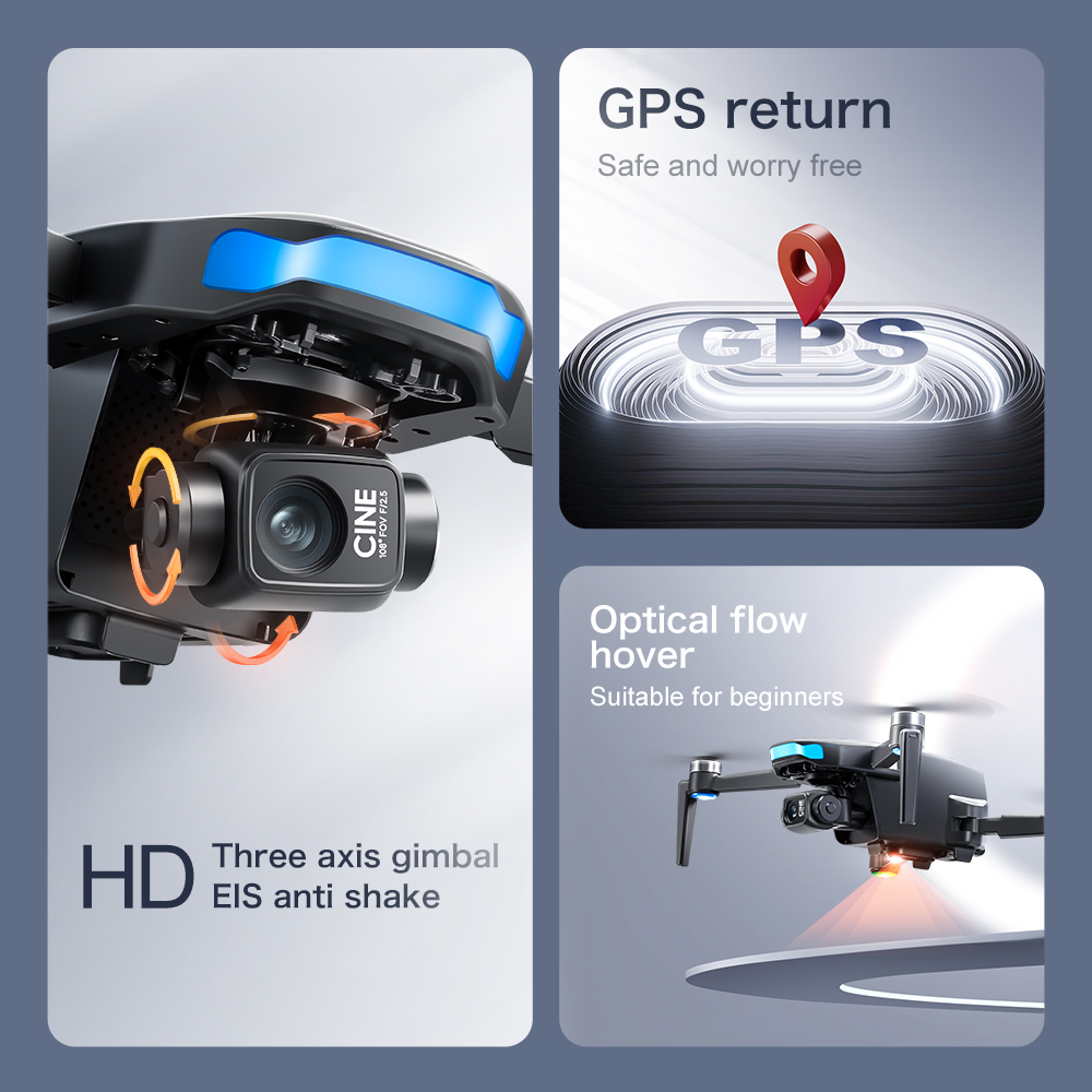 Lenovo S-X1 GPS Drone 8K HD pr - Drone Gimbal 3 Axis recension och pris